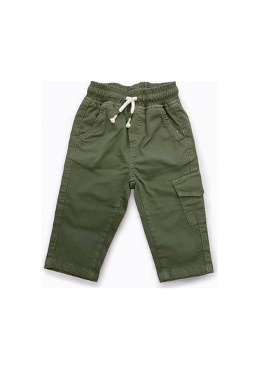 Erkek Bebek Bel Lastikli Dokuma Yeşil Pantolon-15321 Yeşil