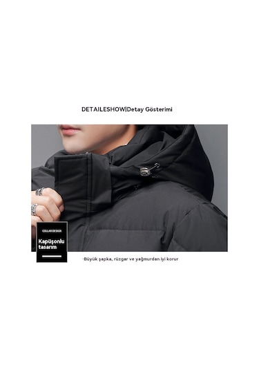 Yeni Kışlık Uzun Büyük Beden Pamuklu Ceket Siyah Siyah