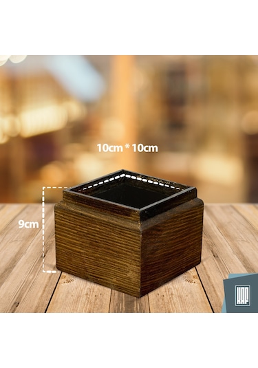 Kaf Ahşap Dekoratif Mini Saksı / Küp / Kahverengi