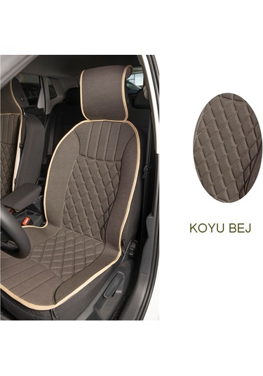 Space Oto Koltuk Minder Ortopedik Koyu Bej 2'Li Set Lüks Minder