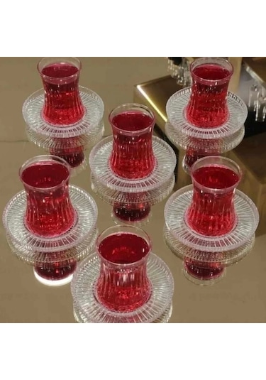 Paşabahçe Elysia Çay Bardağı Riva Çay Tabağı Takımı 24 Parça Beyaz