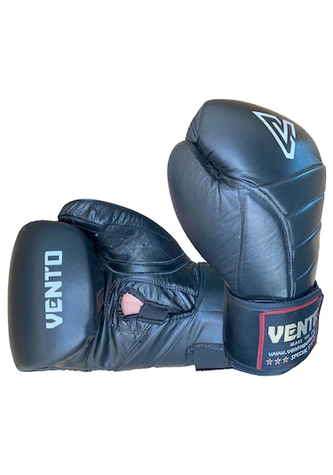 Vento X5 Hakiki Deri Boks Ve Kick Boks Eldiveni Siyah Siyah