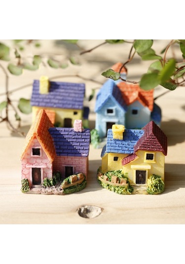 Sones 2 Adet Yosun Mikro Manzara Sukulent Saksı Dekorasyon Süsleri Mini Tuğla Kiremit Köy Evi Kendin Yap Modeli, Renk Rastgele Teslimat