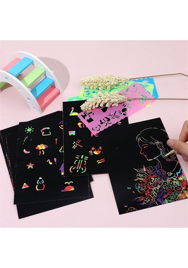 Gökkuşağı Çizik Kağıdı Sanat Seti Çizik Kağıdı, Siyah Çizik Kağıdı Sağlar