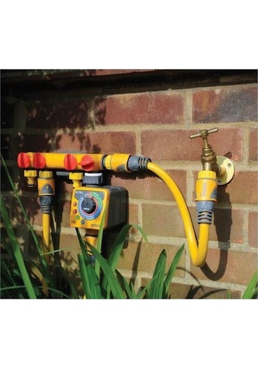 Hozelock 2150H Dört Çıkışlı, Dörtlü (4'lü), Vanalı Musluk Bağlantısı, Dağıtıcı Adaptörü