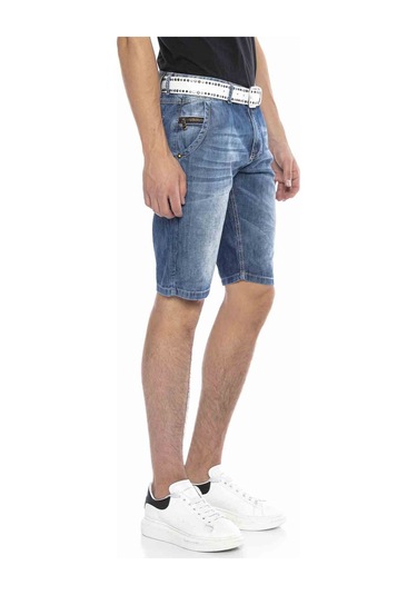 Ck217 Klasik Cep Basic Mavi Erkek Kot Kapri Şort Mavi