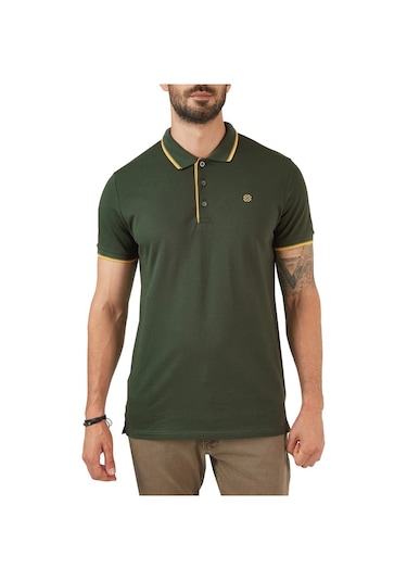 Buratti % 100 Pamuk Düğmeli Regular Fit Erkek Polo Yaka T Shirt 5902118 Haki-Sari