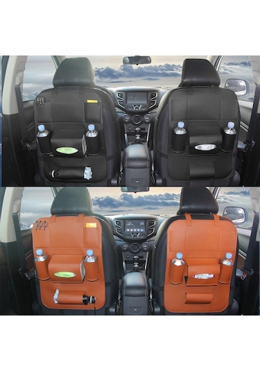 Pu Deri Araba Koltuğu Arkası Düzenleyici Arka Koltuk Saklama Kutusu Kahve