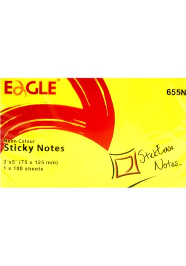 Eagle 75 X 125 MM Neon Yapışkanlı Not Kağıdı 100 Yaprak Sarı 655N