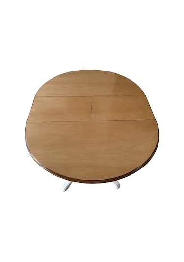 Lindon Baba Ayak Yuvarlak Açılır Masa 110x110 Beyaz - Ceviz