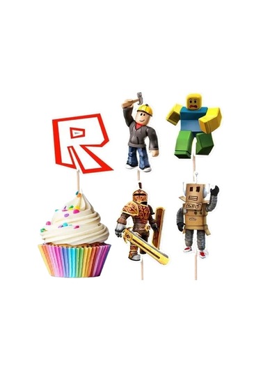Kürdan Roblox Temalı 10lu Doğum Günü Cupcake İkramlık Süsü