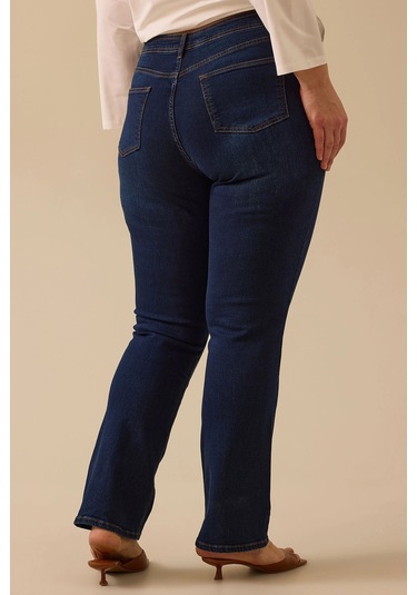 Galaxi Kadın Büyük Beden Cepli Düz Kesim Pantolon 4010 Lacivert Lacivert