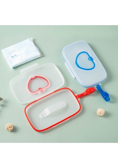 Moveevo Baby-friendly Kalp Desenli Taşınabilir Islak Mendil Kutusu - Seyahat Ve Ev Kullanıma Uygun, Sağlıklı Saklama Beyaz + Pembe