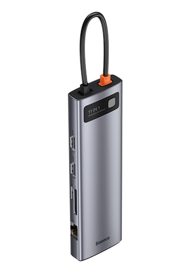 Baseus Metal Gleam Series 100W 11 In1 Type-C Hub Adaptör Çoklayı-Gri