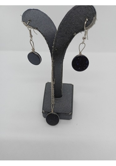 Yıldız Taşı Kolye/Küpe Set - Doğaltaş Kolye ve Küpe Takım-1027