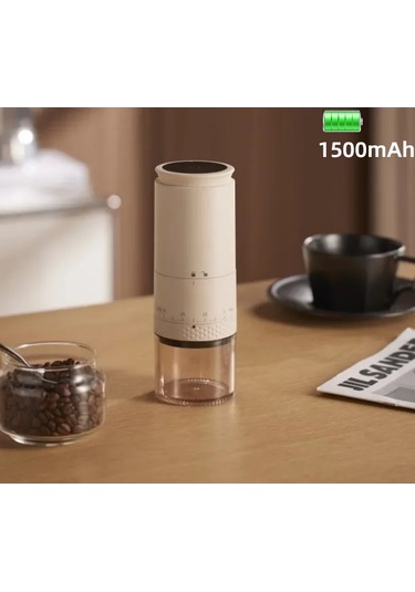 Yeni Elektrikli Kahve Değirmeni 1500mah Konik Kahve Çapak Beyaz