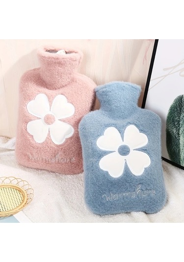 Willowhaven Pembe 500ml Pvc Sıcak Su Torbası Çiçek Desenli Taşınabilir El Isıtıcı Kış Hediyesi Pembe