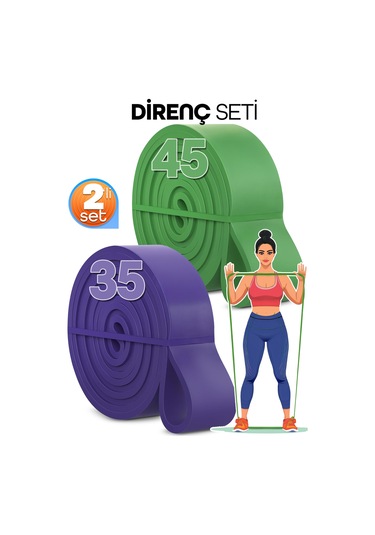35 + 45 Kg 2'li Set Barfiks Lastiği Gym Resistance Band Antrenman Kas Geliştirme Bandı