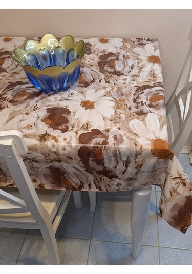 Elyaflı Pvc Muşamba - Desenli Silinebilir Masa Örtüsü Kahverenği Mrl100 Kahverengi