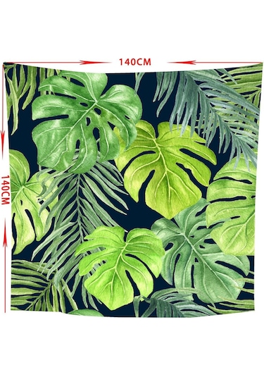 Suntek Tropikal Bitki Baskılı Masa Örtüsü Çiçek Kare-3