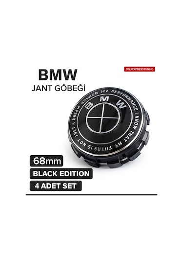 Bmw E65 68mm 50.yıl Siyah Jant Göbeği Logo Seti 4 Adet