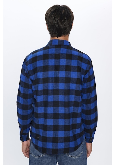 Erkek Klasik Fit Normal Kesim Uzun Kollu Tek Cepli Kareli Kışlık Oduncu Gömlek-28635-çok Renkli Çok Renkli