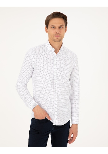 Pierre Cardin Erkek İndigo Gömlek Desenli 50292262-vr028 İndigo
