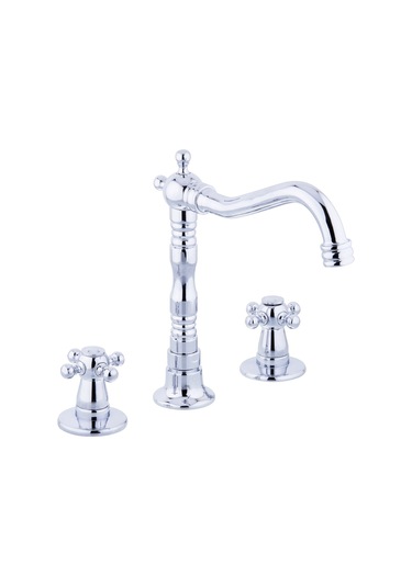 İsaoğlu Yapı Ankastre Lavabo Bataryası Lavabo Musluğu 3 Delikli Batarya Silver Gümüş Ankastre Armatür Gümüş