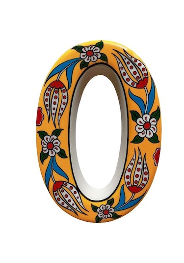 Seramik Kapı Adres Numaraları (0-9) Sarı Lale Desen