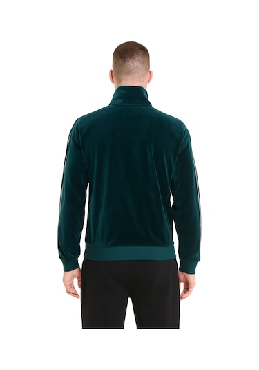 Puma Essentials Elevated Velour Track Erkek Siyah Ceket Yeşil