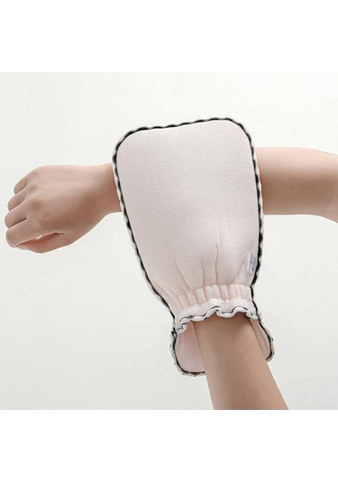 Xiyyadms Pembe Eldiven Tipi Banyo Eldiveni, Bitki Lifli İki Yönlü, Kalın, Geri Temizleme, Esnek Açık, 22.5x14 Cm Pembe