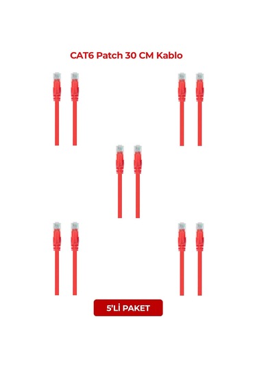 S-lınk Sl-cat6030re Cat6 Patch 30cm Kablo Kırmızı 5li Paket