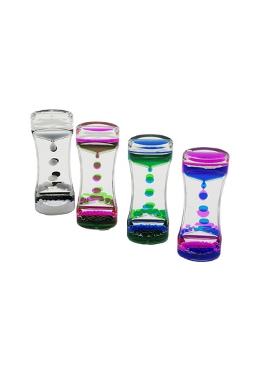 Çift Renk Su Çift Katlı Dar Şişe Model Sulu Kum Saati Mika Akrilik Plastik 13.7 X 5.2 X 3.3cm 5306