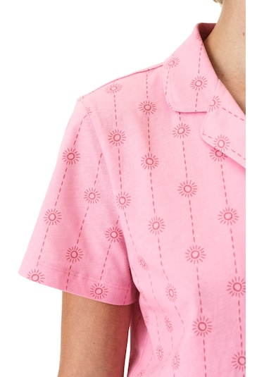 Penti Pembe Pink Stardust Pamuklu Gömlek Şortlu Pijama Takımı