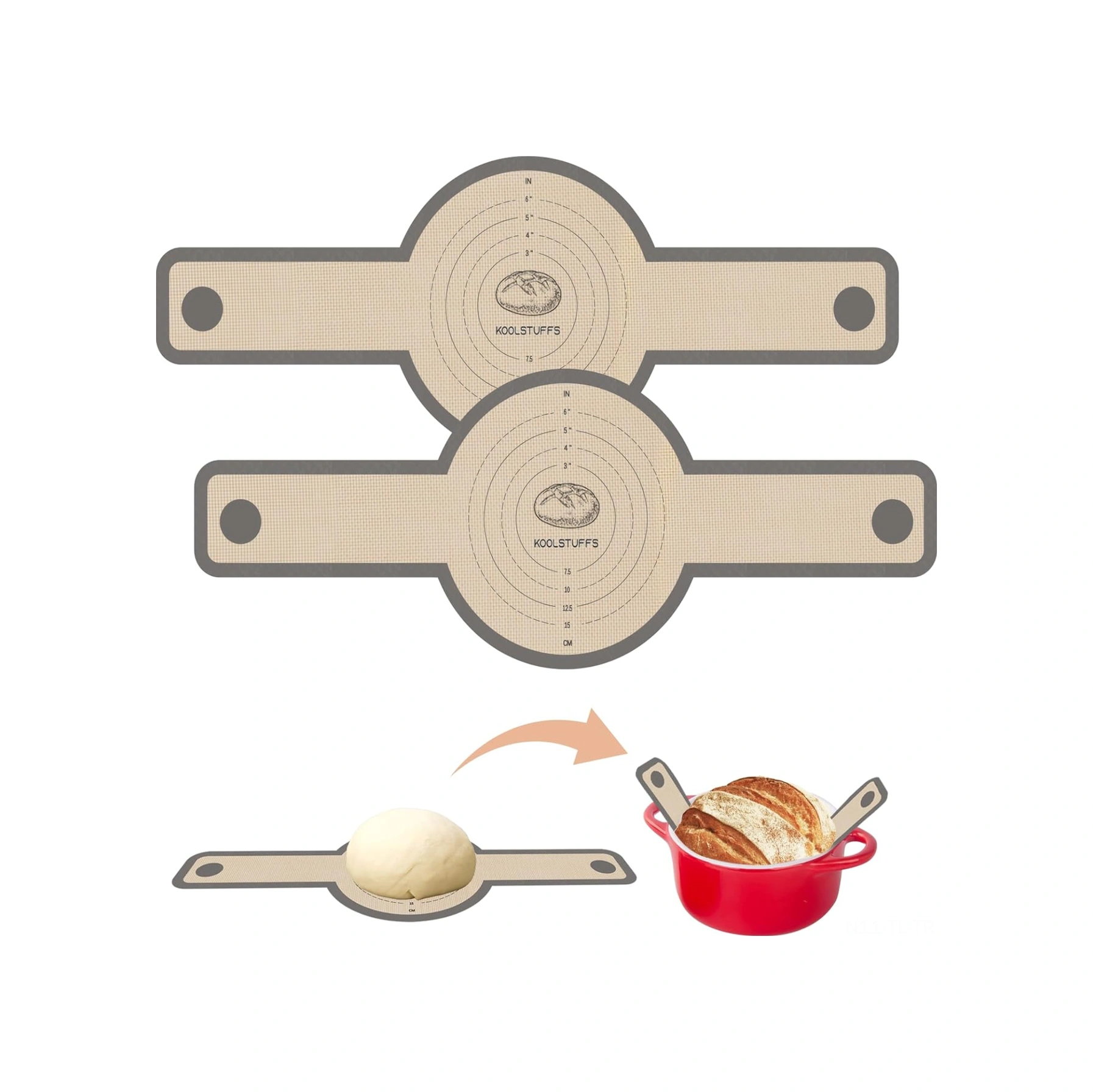 Hombey Gıda Grubu Silikon Fırın Matları, Uzun Kollü, Yeniden Kullanılabilir, Hamur Taşıma, Lezzetli Ekmek Pişirme İçin Gri
