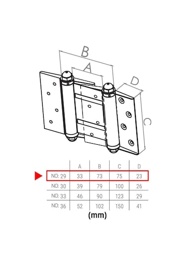 Beşel 29kd Çift Taraflı Yaylı Kapı Menteşesi No:29 Kadmiyum