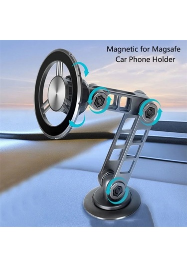 G198 Ayarlanabilir Robotik Kol Cep Telefonu Standı Araba Pano Ön Cam Manyetik Telefon Tutucu Gri