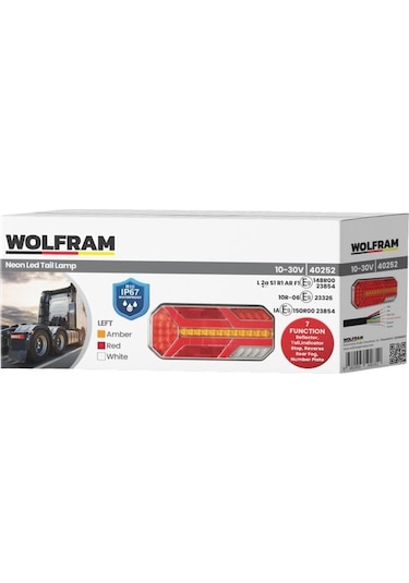 Wolfram 10v-30v Stop Lambası Neon Ledli-kayar Sinyalli 7 Fonksiyonlu 235 110 47 Mm E9 Sol