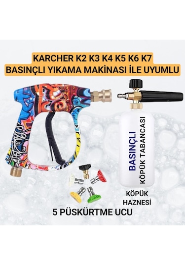 Polham Karcher K Serisi Basınçlı Yıkama Makineleriyle Uyumlu Profesyonel Araç Yıkama Tabanca Seti