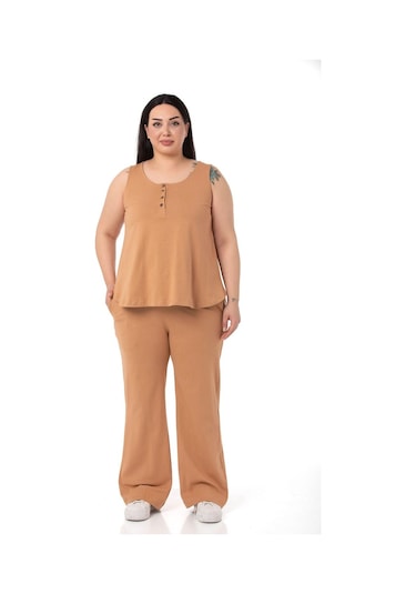 Büyük Beden Penye Vizon Eşofman Takımı-vizon Vizon