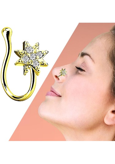 Homyl Sahte Burun Halkaları 18g Dudak Kulak Septum Altın