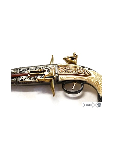 Denix Replika Çift Dönen Namlulu Tabanca 33 Cm, İngiltere 1750