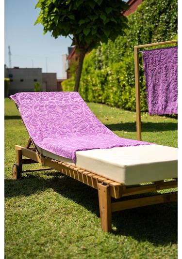 Menderes Home Cotton Collection Bukle Plaj Havlusu Saçaklı Mor-716