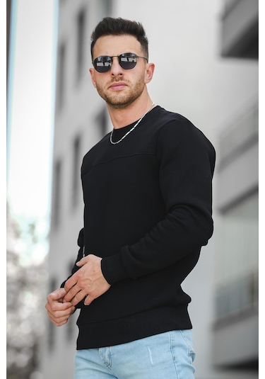 Trc 2173 Üç İplik Şardonlu Kuru Kafa Baskılı Cep Detaylı Erkek Sweatshirt 001