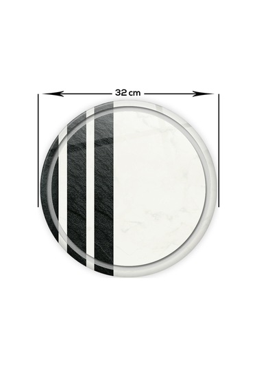 Kanallı Cam Kesme Tablası | Black Rock Şeritli | Çap32cm