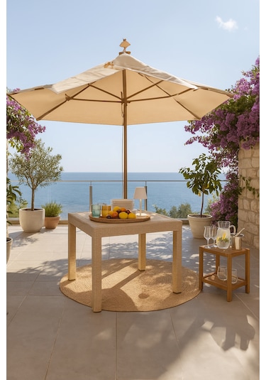 Rattan 80x80 Camsız Cappucino Masa - Bahçe&balkon&teras