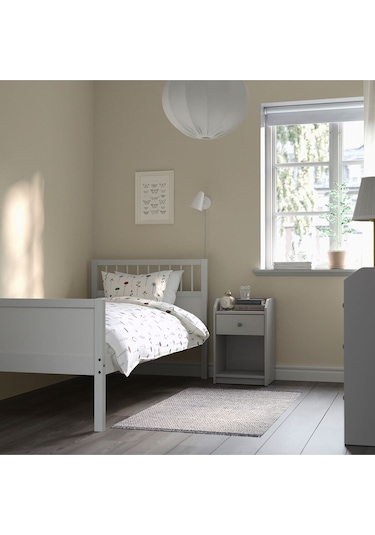 Tek Kişilik Karyola, Açık Gri, 90x200 Cm Masif Ahşap