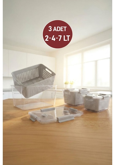 Selka Home Lavin 3'lü Saklama Kabı ( 2-4-7 Lt. )