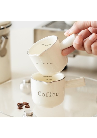 Mufunye Keramik Ölçülü Mini Kahve Kadeh, Espresso Ölçüm Ve Süt Servisi İçin Kafe Restoran Gereci, Dayanıklı Ve Pratik Tasarım Diğer
