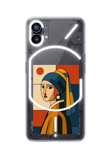 Nothing Phone 1 Uyumlu Bauhaus İnci Küpeli Kız Baskılı Silikon Kılıf Renkli